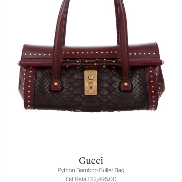 Gucci Leather & Snake Skin Burgundy & Black - Picture 2 of 8